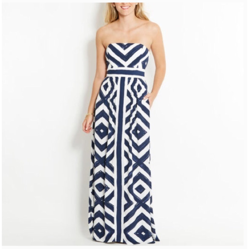 VINEYARD VINES • Blue Diamond Maxi Dress Sz 00 - Picture 7 of 7